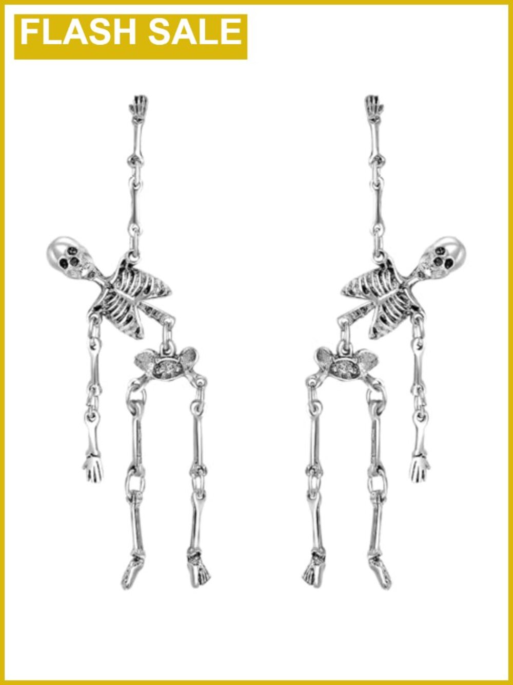 Gothic Skeleton Earrings Articulated Silver Skull Dangle Jewelry Women
